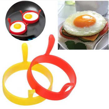 2Pcs Форма за пържени яйца Binaural Egg Fried Ring Хранителен силиконов пръстен за палачинки Инструмент за закуска Пържени яйца Кухненски инструмент за печене Партида