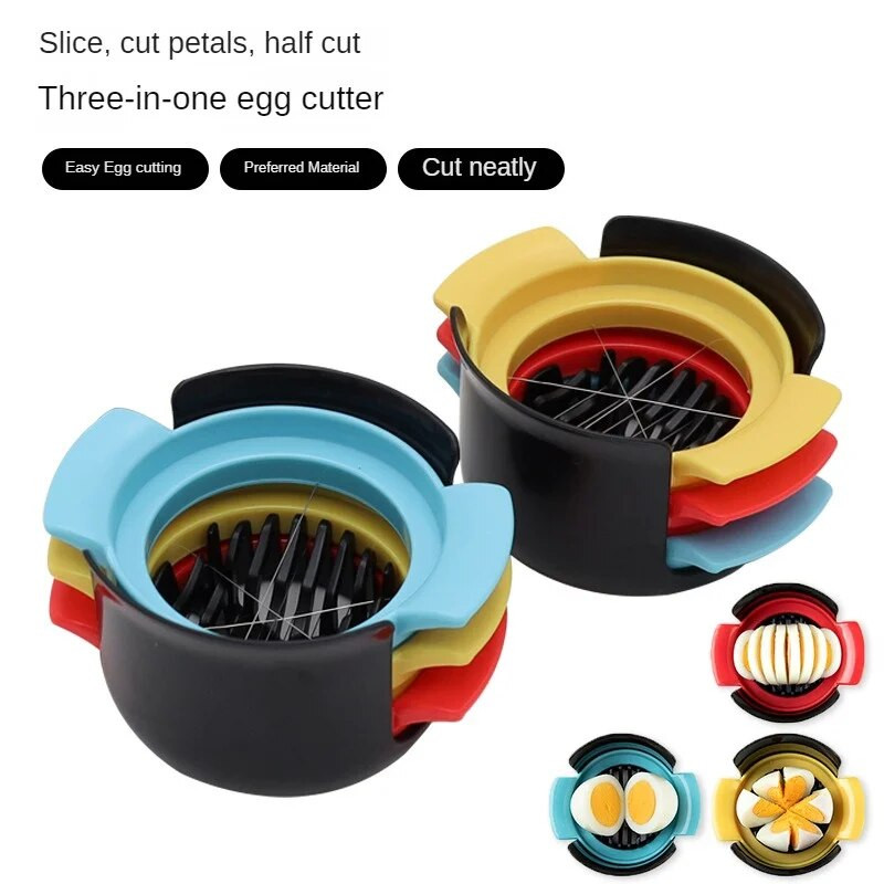 Kiaušinių pjaustyklė 3 viename Supjaustyti kiaušiniai Virti kiaušiniai Pjaustyklė Naminiai vaisiai Dešra Skintos gėlės Bento formuotojas Virtuvės priedai Apsaugo nuo rūdžių