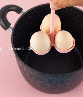 Креативен държач за яйца с 3 дупки Силиконова машина за пара за яйца Съдове за домашно готвене Устойчивост на висока температура Вода Варени яйца Тави за съдове