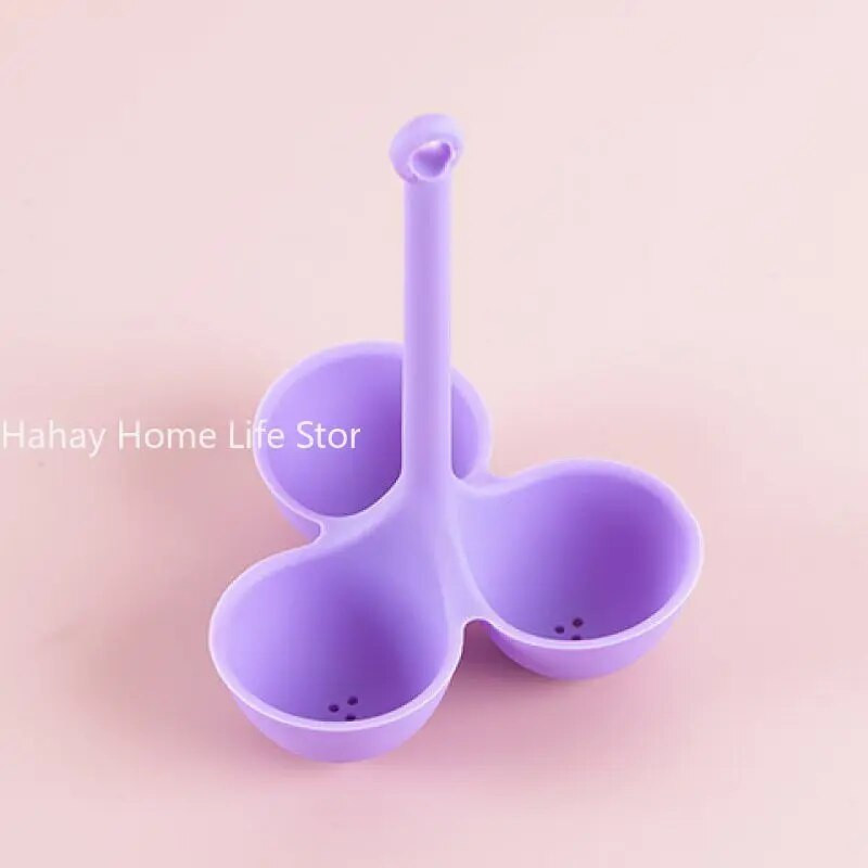 Creative 3 skylučių kiaušinių laikiklis silikoninis kiaušinių garintuvas Namų virimo indai, atsparūs vandeniui virtų kiaušinių indų padėklai