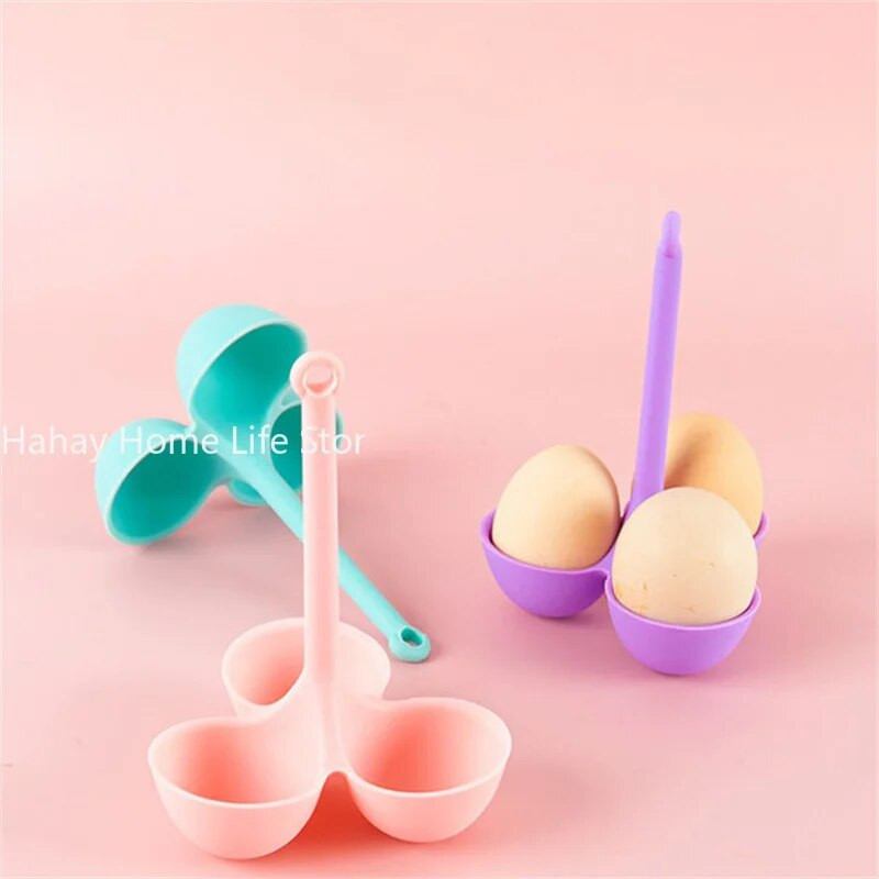 Creative 3 skylučių kiaušinių laikiklis silikoninis kiaušinių garintuvas Namų virimo indai, atsparūs vandeniui virtų kiaušinių indų padėklai