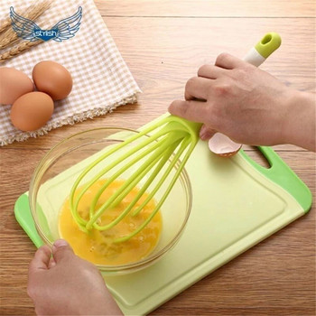 Многофункционален ротационен ръчен миксер за разбиване на яйца Мини пластмасова кухненска бъркалка за яйца Инструмент за печене Бъркалка за яйца Силиконова екологична