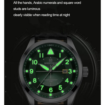 Κορυφαία επώνυμα ανδρικά ρολόγια χαλαζία NAVIFORCE Business Luminous Αδιάβροχο ρολόι, δερμάτινο λουρί, ανδρικά ρολόγια χειρός Relogio Masculino