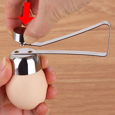 Отварачка за черупки от неръждаема стомана Метална сварено яйце с двойна глава Творчески джаджи Кухненски инструмент за готвене Кухненски аксесоари