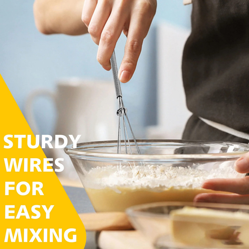 Μίνι χτυπητήρι κουζίνας και αυγοδάρτης Leeseph Wire Whisk, 5 ιντσών 7 ιντσών 8 ιντσών από ανοξείδωτο χάλυβα για μαγείρεμα, ανάμειξη, χτύπημα και ανάδευση