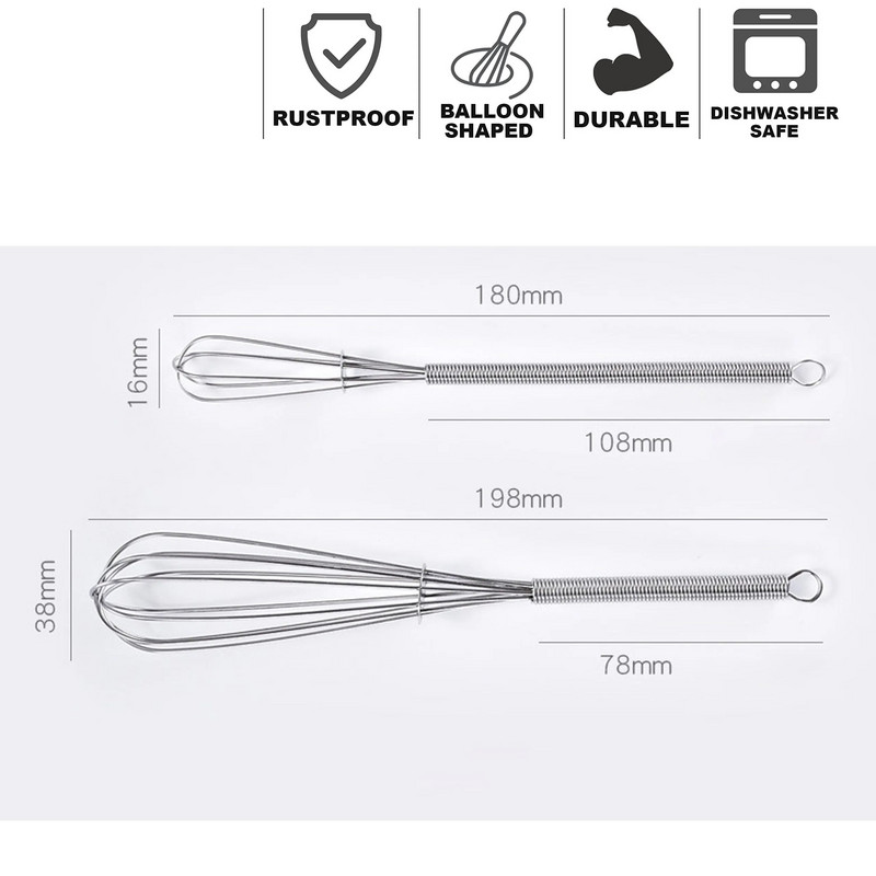 Μίνι χτυπητήρι κουζίνας και αυγοδάρτης Leeseph Wire Whisk, 5 ιντσών 7 ιντσών 8 ιντσών από ανοξείδωτο χάλυβα για μαγείρεμα, ανάμειξη, χτύπημα και ανάδευση