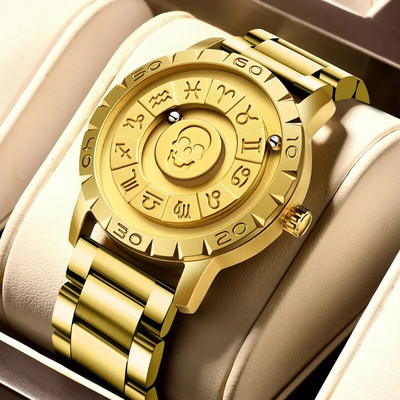 „FOXBOX Skull“ vyriškų laikrodžių tendencijų koncepcija, nauja asmenybė, kūrybiškas slenkantis magnetinis kvarcinis laikrodis vyrams, atsparus vandeniui