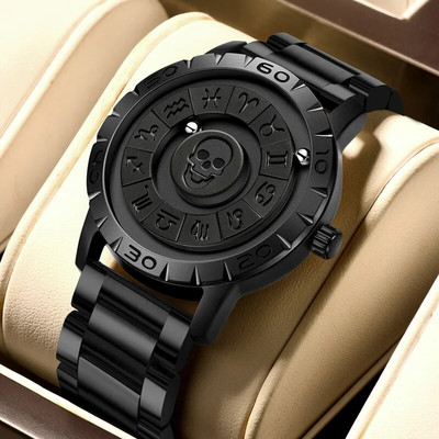 „FOXBOX Skull“ vyriškų laikrodžių tendencijų koncepcija, nauja asmenybė, kūrybiškas slenkantis magnetinis kvarcinis laikrodis vyrams, atsparus vandeniui