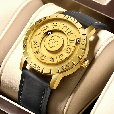 „FOXBOX Skull“ vyriškų laikrodžių tendencijų koncepcija, nauja asmenybė, kūrybiškas slenkantis magnetinis kvarcinis laikrodis vyrams, atsparus vandeniui