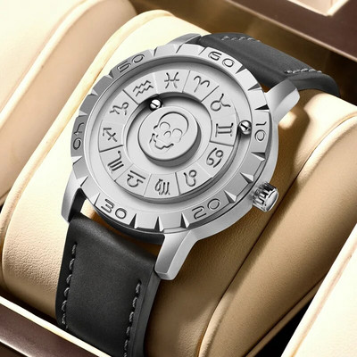 „FOXBOX Skull“ vyriškų laikrodžių tendencijų koncepcija, nauja asmenybė, kūrybiškas slenkantis magnetinis kvarcinis laikrodis vyrams, atsparus vandeniui