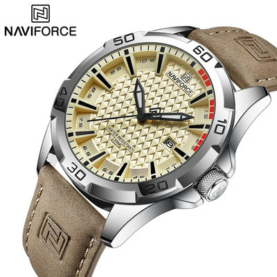 Labākā zīmola NAVIFORCE jauns vīriešu pulkstenis biznesa luksusa ādas siksniņas kvarca rokas pulkstenis vīriešu sporta armijas pulkstenis Relogio Masculino 2023