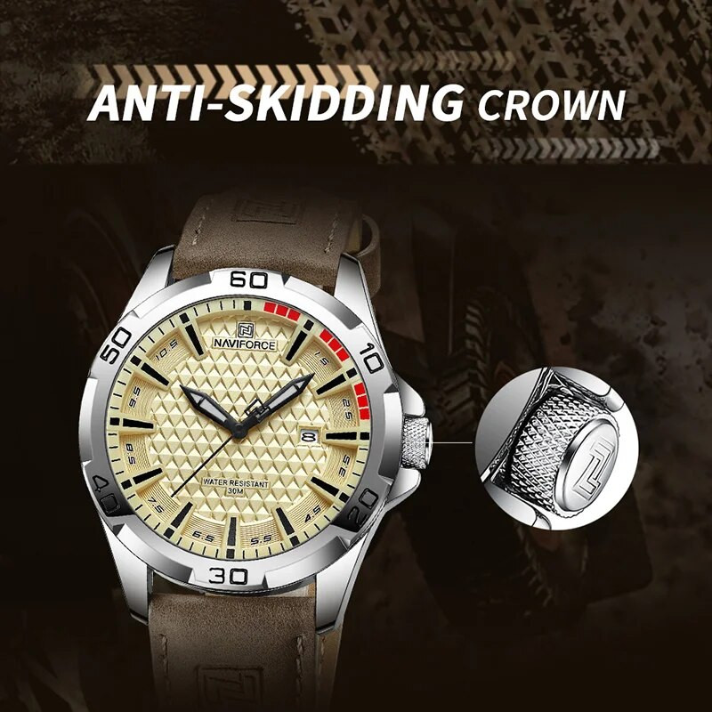 Geriausios prekės ženklo NAVIFORCE naujas vyriškas laikrodis verslo prabangus odinis kvarcinis rankinis vyriškas sportinis armijos laikrodis Relogio Masculino 2023 m.