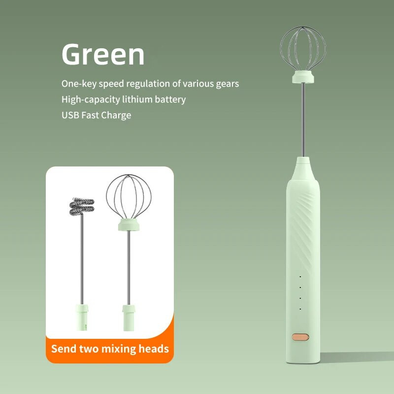 2 viename Keičiamos maišymo galvutės Rankinis elektrinis pieno putos plakiklis 3 greičių kavos plaktuvas Kiaušinių plakiklis Įkraunamas putų gaminimo įrankis