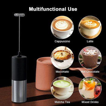 LMETJMA Electric Milk Frother Mini Foamer Coffee maker Egg Beater for Chocolate Cappuccino Stirrer Portable Blender KC0470