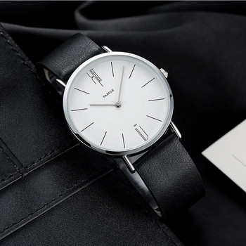 Минимализъм Мъжки часовници Кожен бизнес кварцов часовник Опростен водоустойчив кварцов часовник за мъже Drop Shipping