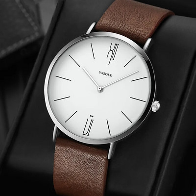 Минимализъм Мъжки часовници Кожен бизнес кварцов часовник Опростен водоустойчив кварцов часовник за мъже Drop Shipping
