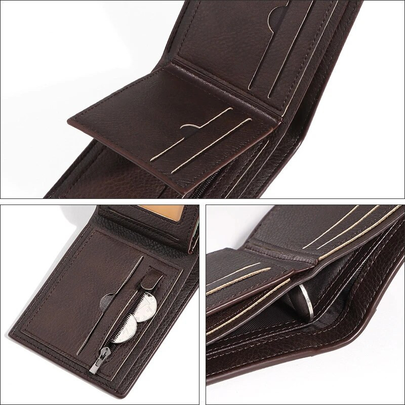 Rfid blokavimo apsauga Vyriška piniginė Kreditinės kortelės turėtojas Mini verslo monetų piniginė su didelės talpos aukštos kokybės pinigų maišeliu