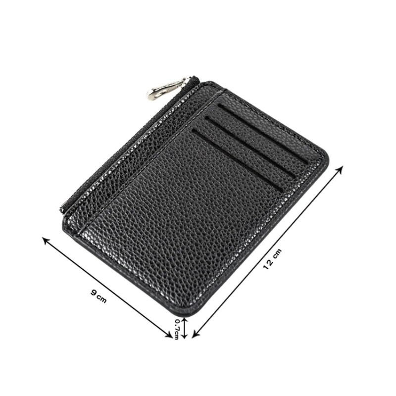 Plona piniginė Piniginė PU Oda Moterims Vyrų Kortelių laikiklis Unisex Užtrauktukas Vizitinės kortelės Dėklas Kreditinė Mini banko kortelės Laikiklis Dovanų Piniginė