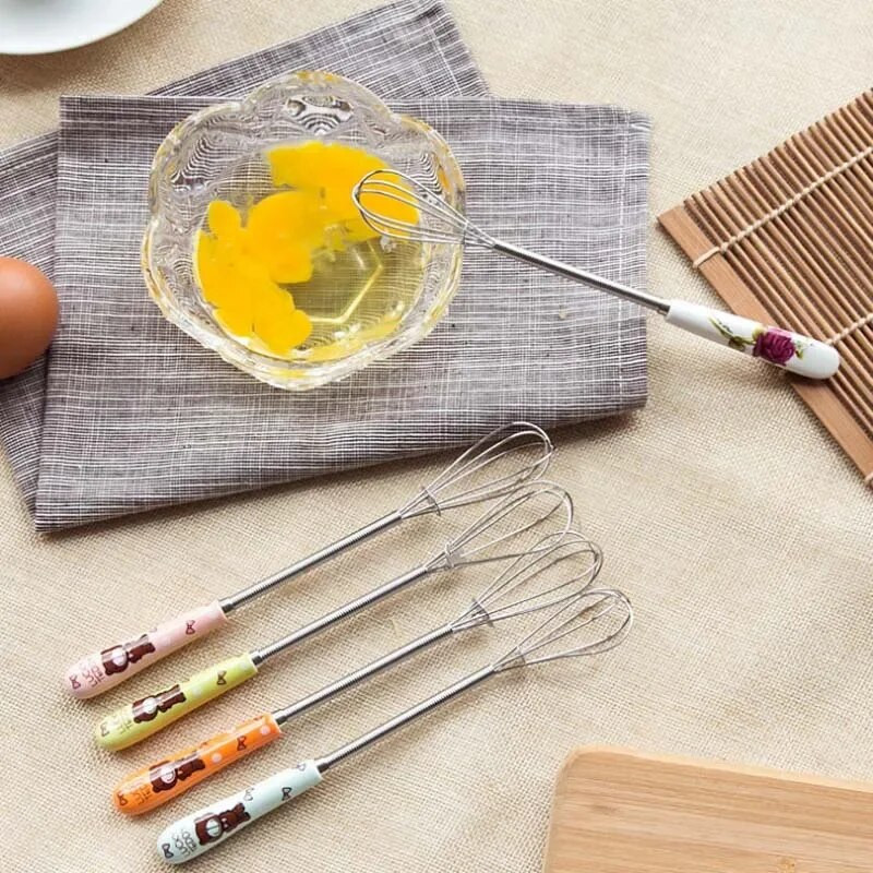 Smântână pentru bătut Unt Mâner din ceramică Batătoare de ouă manuale din oțel inoxidabil Ouă bătute Ustensile de bucătărie Agitator de lapte Materiale pentru copt