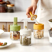 Borcan telescopic pentru condimente Capac cu lingură Cutie integrată pentru condimente Borcan sigilat cu sare Borcan pentru condimente pentru casă Sticlă pentru condimente pentru bucătărie