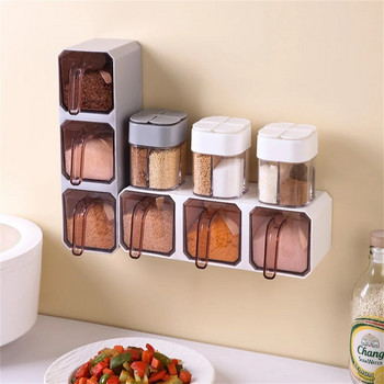 Кухненска кутия за съхранение Буркан със сол Кутия за подправки Стенен домакински стелаж за съхранение на подправки с мононатриев глутамат и пипер