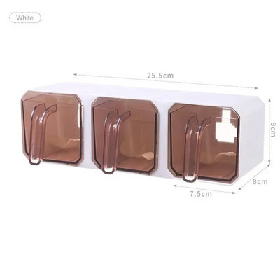 Virtuvės laikymo dėžutė druskos indelių prieskonių dėžutė, montuojama į sieną, buitinė mononatrio glutamato pipirų prieskonių laikymo lentyna