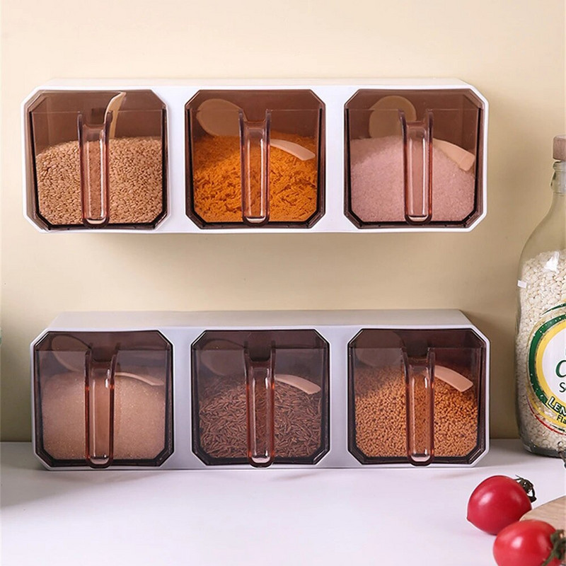 Virtuvės laikymo dėžutė druskos indelių prieskonių dėžutė, montuojama į sieną, buitinė mononatrio glutamato pipirų prieskonių laikymo lentyna