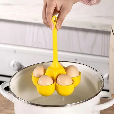 1 бр. Силиконова поставка за яйца на пара Поставка за яйца Устойчивост на висока температура 5 дупки Тава за яйца на пара Кухненски джаджи