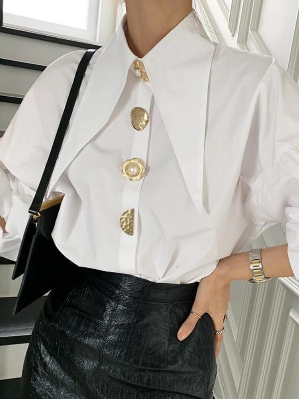 Košulje Ženske Kreativnost Elegantan Dizajn Jednostavan Raznovrsni Dnevni Korejski Stil Retro Nova Moda Nježna Uredska Ženska Jesen Udobna