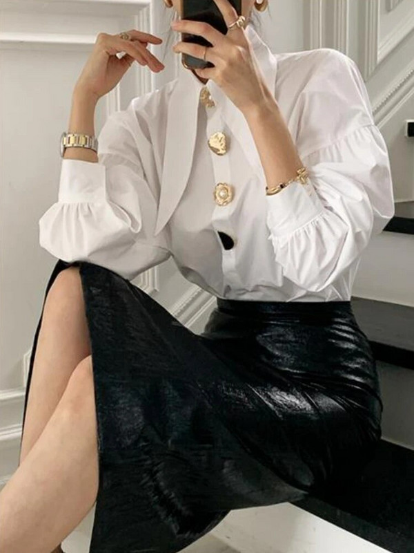 Košulje Ženske Kreativnost Elegantan Dizajn Jednostavan Raznovrsni Dnevni Korejski Stil Retro Nova Moda Nježna Uredska Ženska Jesen Udobna