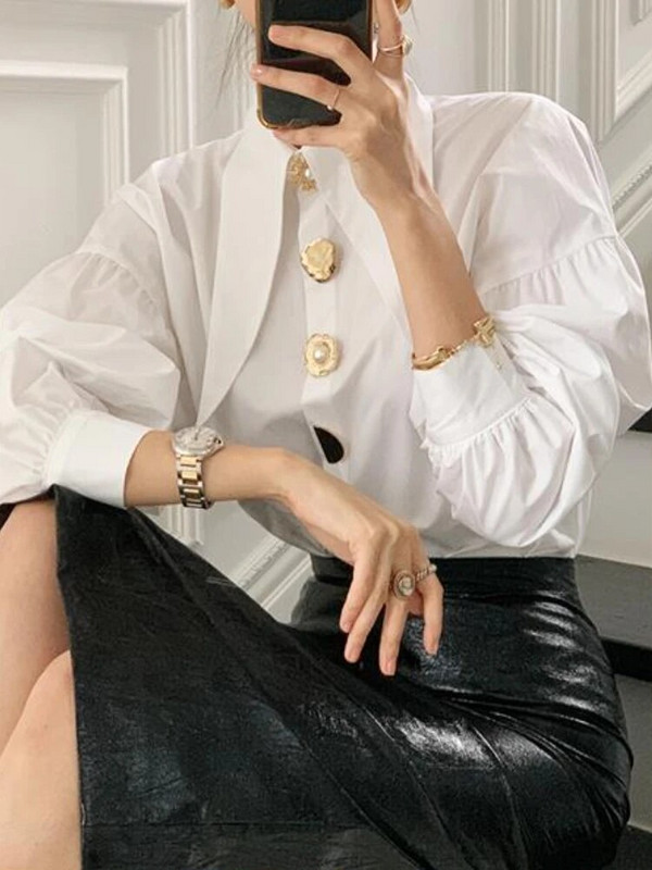 Košulje Ženske Kreativnost Elegantan Dizajn Jednostavan Raznovrsni Dnevni Korejski Stil Retro Nova Moda Nježna Uredska Ženska Jesen Udobna