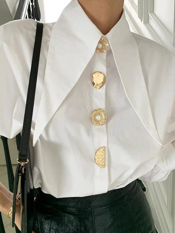 Košulje Ženske Kreativnost Elegantan Dizajn Jednostavan Raznovrsni Dnevni Korejski Stil Retro Nova Moda Nježna Uredska Ženska Jesen Udobna