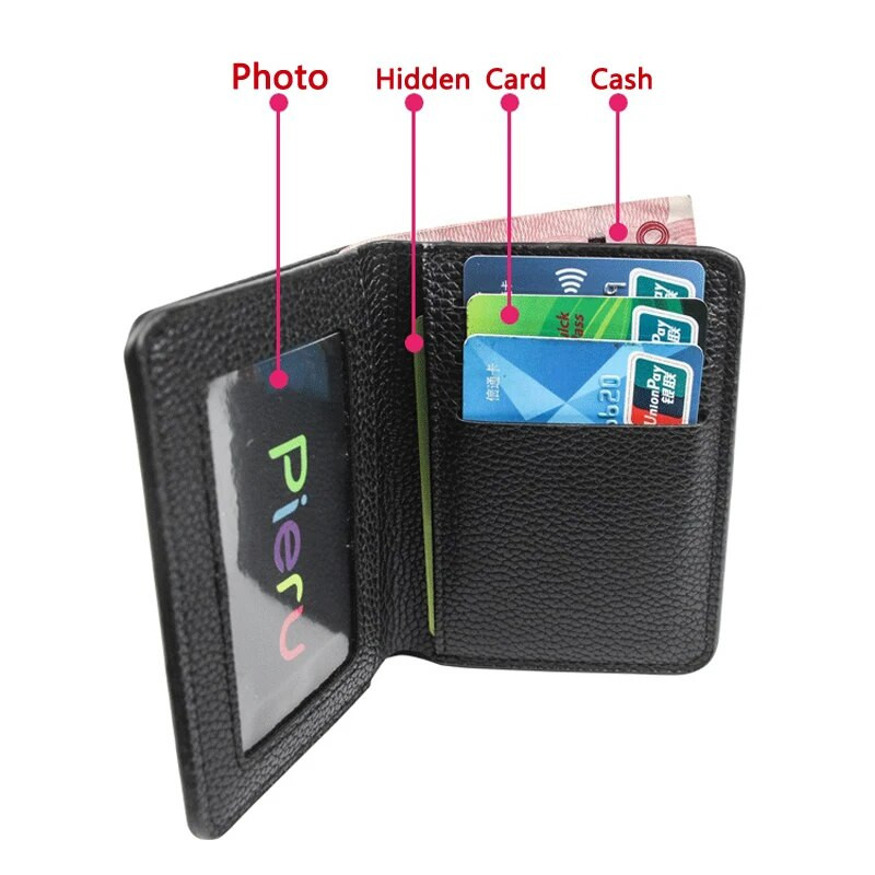 Itin plona ličių rašto odinė piniginė vyrams Daugiafunkcinis kreditinių kortelių krepšys vizitinės kortelės banko kortelių laikiklis mini piniginė