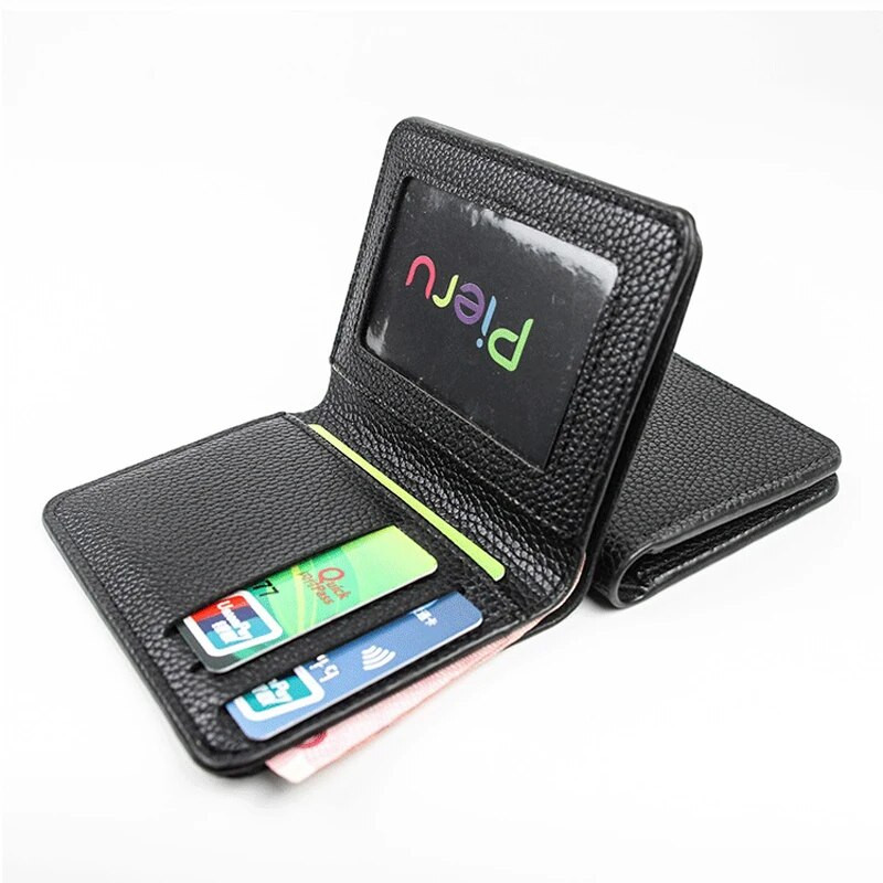 Itin plona ličių rašto odinė piniginė vyrams Daugiafunkcinis kreditinių kortelių krepšys vizitinės kortelės banko kortelių laikiklis mini piniginė