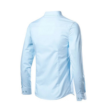 Μάρκα 2023 Ανδρικό πουκάμισο 17 χρωμάτων μονόχρωμο λευκό φόρεμα πουκάμισο μακρυμάνικο λεπτή εφαρμογή Business Camisa Masculina Casual ανδρικά πουκάμισα Χαβάης