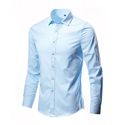 Brand 2023 Muška košulja 17 boja Jednobojna jednobojna košulja dugih rukava uskog kroja Poslovne Camisa Masculina Ležerne muške havajske košulje