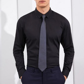 Cămăși alb pur de primăvară și vară pentru bărbați cu mâneci lungi, decorate cu corp subțire, la modă, business, casual și fără călcat