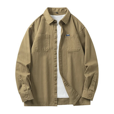 Muška majica Military 100% pamuk Oxford dugih rukava Plava široka muška ležerna košulja Oversize jesenska udobna muška radna svečana košulja