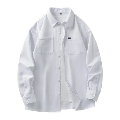 Muška majica Military 100% pamuk Oxford dugih rukava Plava široka muška ležerna košulja Oversize jesenska udobna muška radna svečana košulja