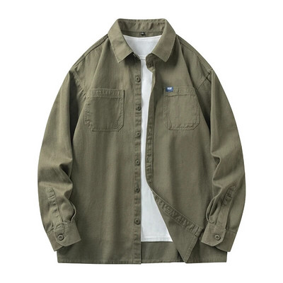 Muška majica Military 100% pamuk Oxford dugih rukava Plava široka muška ležerna košulja Oversize jesenska udobna muška radna svečana košulja