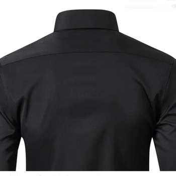 Plus 6XL Ανδρικό κοινωνικό πουκάμισο Νέο φθινοπωρινό ανοιξιάτικο επαγγελματικό φόρεμα πουκάμισα Μη σιδερένιο casual μασίφ κάθετο μαύρο λεπτή εφαρμογή ελαστικό ρούχο