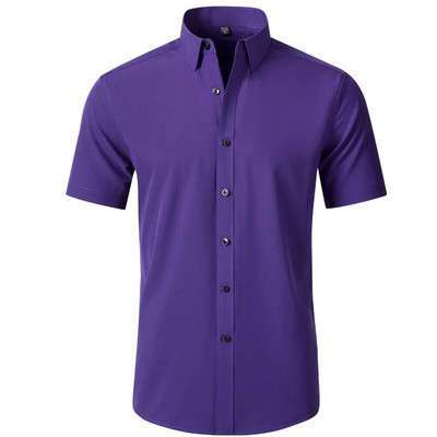 Plus 6XL muška društvena košulja Nove jesensko-proljetne poslovne svečane košulje koje se ne peglaju, ležerna, jednobojna, okomita, crna, uska, elastična odjeća