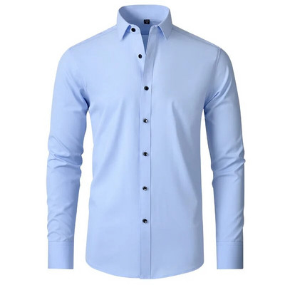 Plus 6XL muška društvena košulja Nove jesensko-proljetne poslovne svečane košulje koje se ne peglaju, ležerna, jednobojna, okomita, crna, uska, elastična odjeća