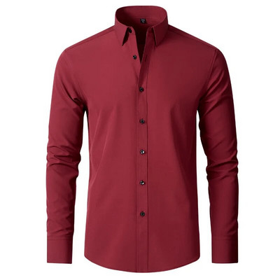 Plus 6XL muška društvena košulja Nove jesensko-proljetne poslovne svečane košulje koje se ne peglaju, ležerna, jednobojna, okomita, crna, uska, elastična odjeća