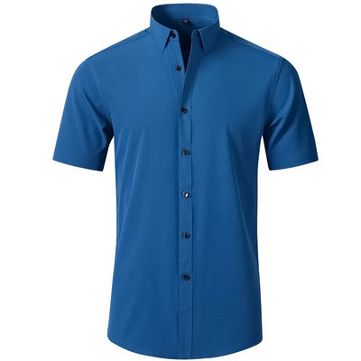 Plus 6XL muška društvena košulja Nove jesensko-proljetne poslovne svečane košulje koje se ne peglaju, ležerna, jednobojna, okomita, crna, uska, elastična odjeća