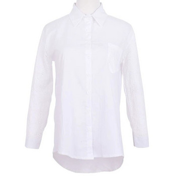 Офис бяла дамска риза, горнища и блузи, туники, големи размери, дамска блуза, работна риза, издълбани 9/10 ръкави Blusas Femininas