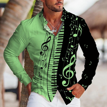 Електронни органи Хавайски ризи Музикални ризи с 3d печат Мъжки модни ризи Лятна плажна блуза Куба Ризи с ревери Мъжко облекло
