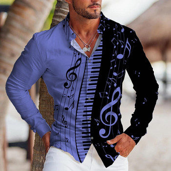 Електронни органи Хавайски ризи Музикални ризи с 3d печат Мъжки модни ризи Лятна плажна блуза Куба Ризи с ревери Мъжко облекло