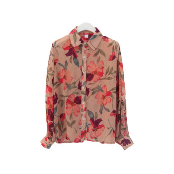 Дамска риза с отложена яка с дълъг ръкав на листа и флорален принт Шифонена офис блуза Дамско облекло блузка женская ropa mujer 2020