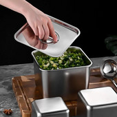 Kvadratinė nerūdijančio plieno prieskonių dėžutė pagardų laikymo indelis prieskoniams pipirai virtuvės taukai talpyklos padažas organizatorius maisto gaminimo reikmenys